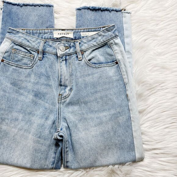 PACSUN High Rise Mom Jean Light Denim Wash Blue Size 25 - Picture 1 of 5